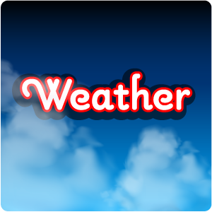 Weather logo with blue background and clouds