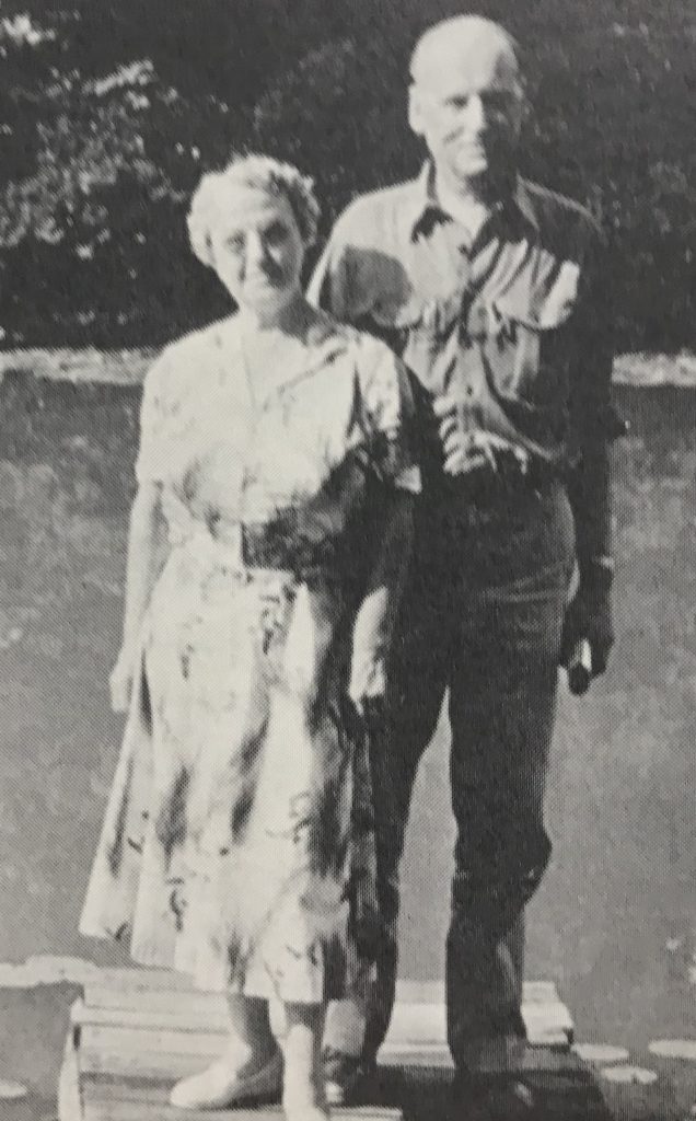 Black and white photo of Lily Schiele and Bud Schiele at Schiele Camp
