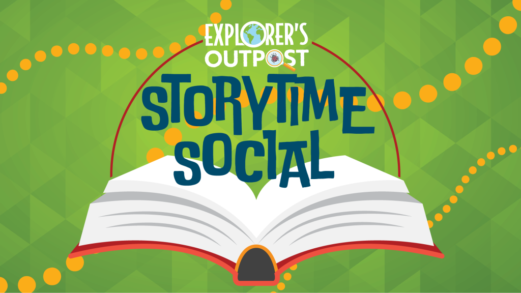 Storytime Social logo featuring an open book