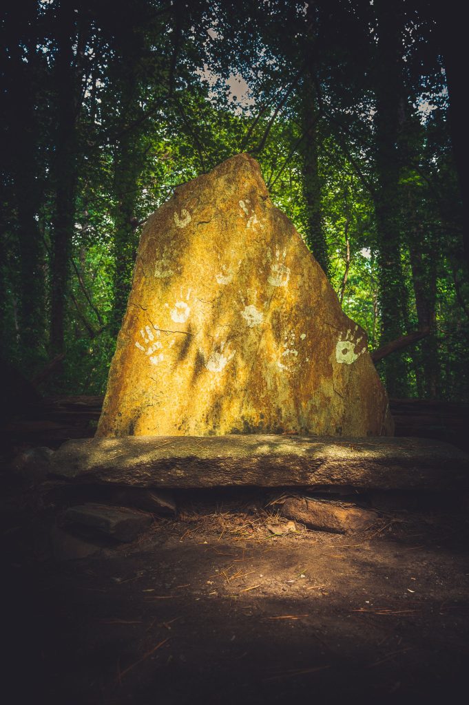 Stone Age Heritage Site with hand prints on the giant rock.