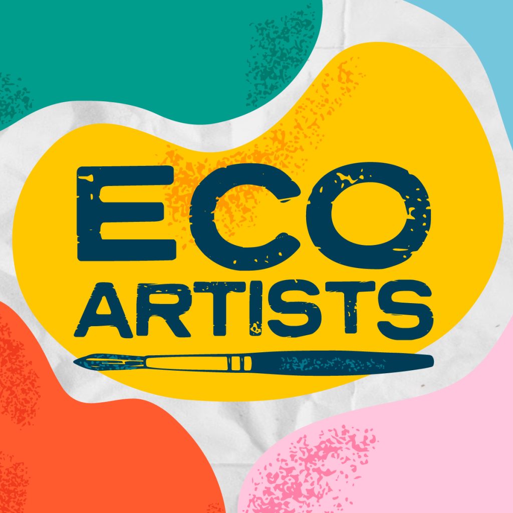 Eco Artists camp logo with multi-colored background