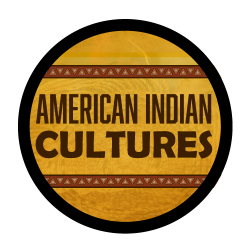 Circle logo with a brown background for American Indian Cultures - program