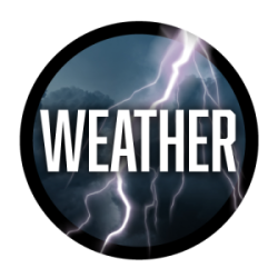 Weather logo featuring a lightning strike